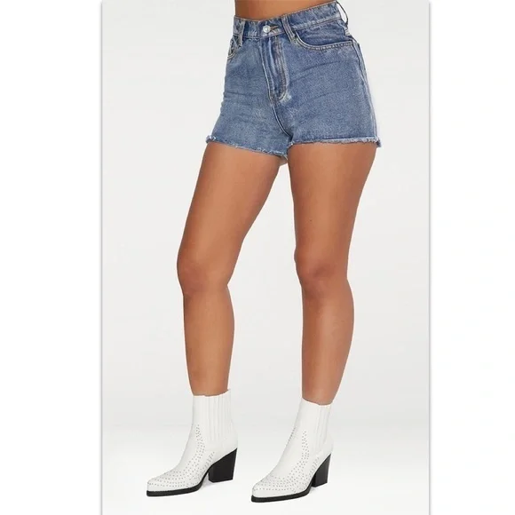 NWT PLT Blue High Waisted Denim Shorts - Picture 3 of 7